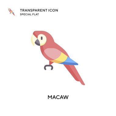 Macaw vektör simgesi. Düz çizim. EPS 10 vektörü.