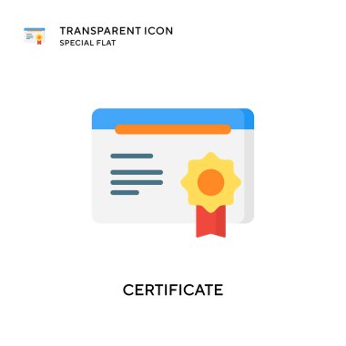 Sertifika vektör simgesi. Düz çizim. EPS 10 vektörü.