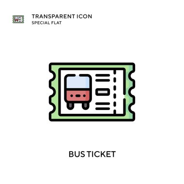 Otobüs bileti vektör simgesi. Düz çizim. EPS 10 vektörü.