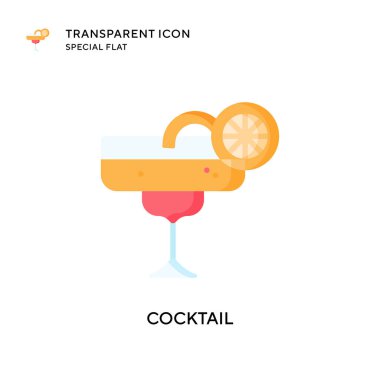Kokteyl vektör simgesi. Düz çizim. EPS 10 vektörü.