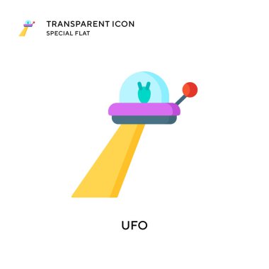 Ufo vektör simgesi. Düz çizim. EPS 10 vektörü.