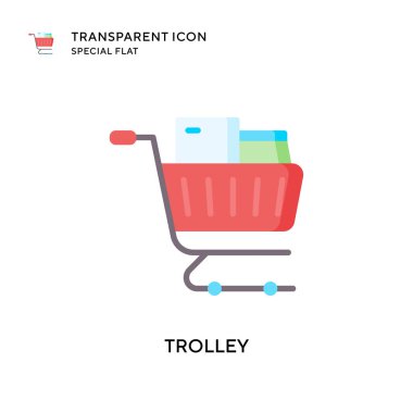 Trolley vektör simgesi. Düz çizim. EPS 10 vektörü.