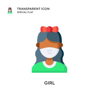 Kız vektör simgesi. Düz çizim. EPS 10 vektörü.