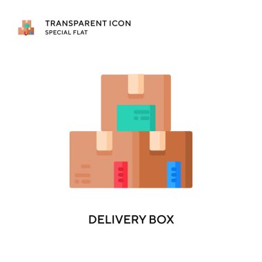 Teslimat kutusu vektör simgesi. Düz çizim. EPS 10 vektörü.