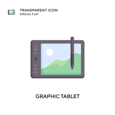 Grafik tablet vektör simgesi. Düz çizim. EPS 10 vektörü.