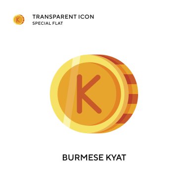 Birmanya Kyat vektör simgesi. Düz çizim. EPS 10 vektörü.