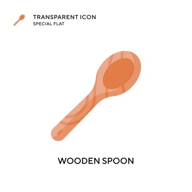 Tahta kaşık vektör ikonu. Düz çizim. EPS 10 vektörü.