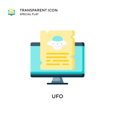 Ufo vektör simgesi. Düz çizim. EPS 10 vektörü.