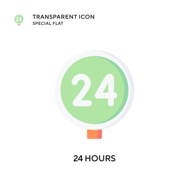 24 saat vektör simgesi. Düz çizim. EPS 10 vektörü.