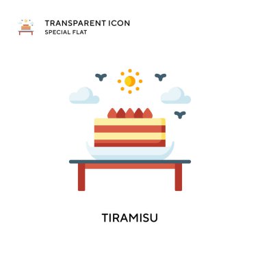 Tiramisu vektör simgesi. Düz çizim. EPS 10 vektörü.