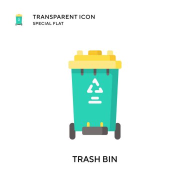 Çöp kutusu vektör simgesi. Düz çizim. EPS 10 vektörü.