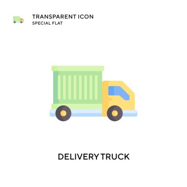 Teslimat kamyonu vektör ikonu. Düz çizim. EPS 10 vektörü.
