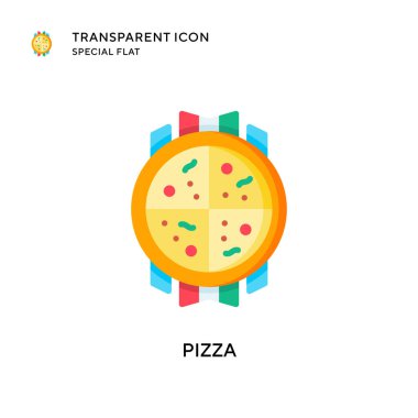 Pizza vektör simgesi. Düz çizim. EPS 10 vektörü.