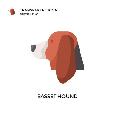 Basset Hound vektör simgesi. Düz çizim. EPS 10 vektörü.