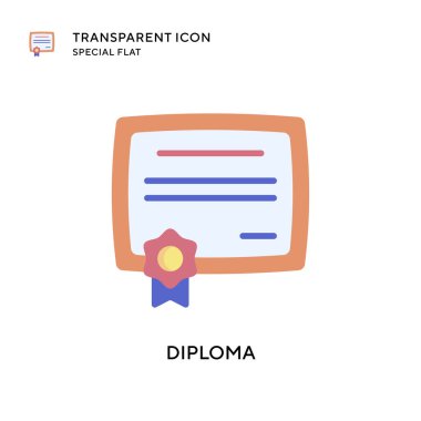 Diploma vektör simgesi. Düz çizim. EPS 10 vektörü.