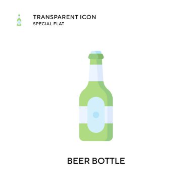 Bira şişesi vektör simgesi. Düz çizim. EPS 10 vektörü.