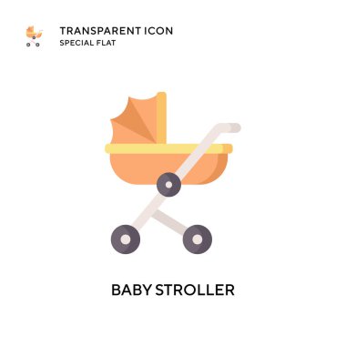 Bebek arabası taşıyıcı ikonu. Düz çizim. EPS 10 vektörü.