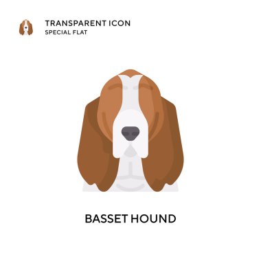 Basset Hound vektör simgesi. Düz çizim. EPS 10 vektörü.