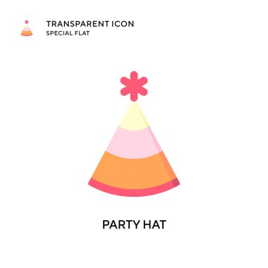 Parti şapka vektör simgesi. Düz çizim. EPS 10 vektörü.