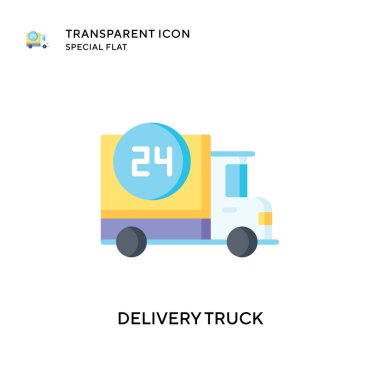 Teslimat kamyonu vektör ikonu. Düz çizim. EPS 10 vektörü.