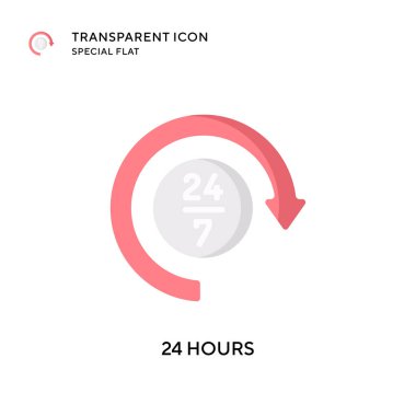 24 saat vektör simgesi. Düz çizim. EPS 10 vektörü.