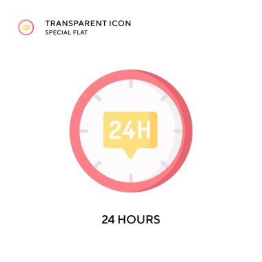 24 saat vektör simgesi. Düz çizim. EPS 10 vektörü.