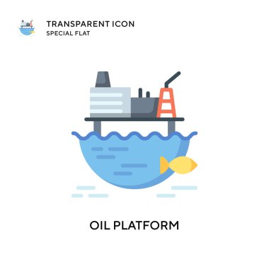 Petrol platformu vektör simgesi. Düz çizim. EPS 10 vektörü.