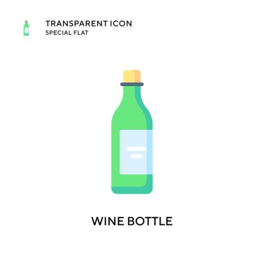Şarap şişesi vektör simgesi. Düz çizim. EPS 10 vektörü.