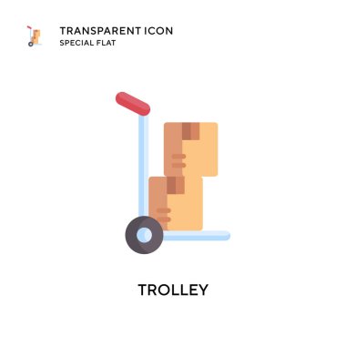 Trolley vektör simgesi. Düz çizim. EPS 10 vektörü.