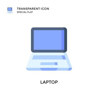 Laptop vektör simgesi. Düz çizim. EPS 10 vektörü.