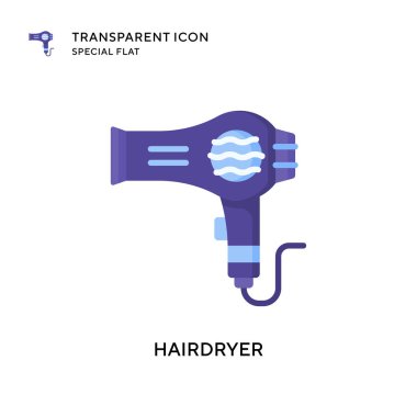 Saç kurutma makinesi vektör simgesi. Düz çizim. EPS 10 vektörü.