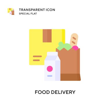 Yemek teslimatı vektör ikonu. Düz çizim. EPS 10 vektörü.