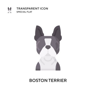 Boston Terrier vektör ikonu. Düz çizim. EPS 10 vektörü.