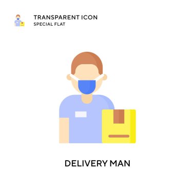 Teslimatçı vektör ikonu. Düz çizim. EPS 10 vektörü.
