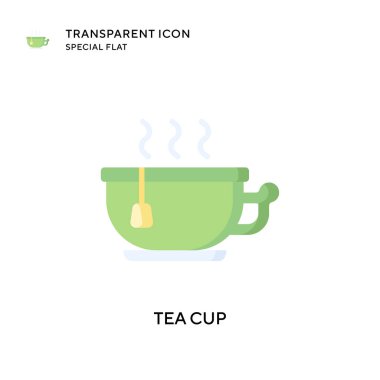 Çay fincanı vektör simgesi. Düz çizim. EPS 10 vektörü.