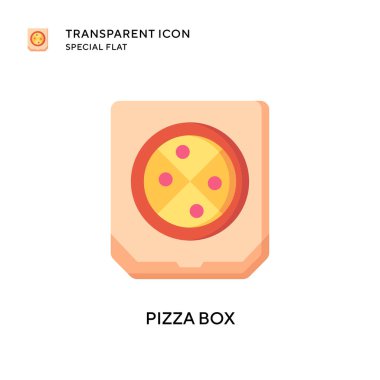Pizza kutusu vektör simgesi. Düz çizim. EPS 10 vektörü.