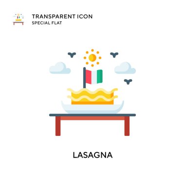 Lazanya vektör simgesi. Düz çizim. EPS 10 vektörü.