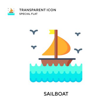 Yelkenli vektör simgesi. Düz çizim. EPS 10 vektörü.