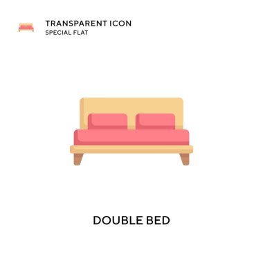 Çift yatak vektör ikonu. Düz çizim. EPS 10 vektörü.