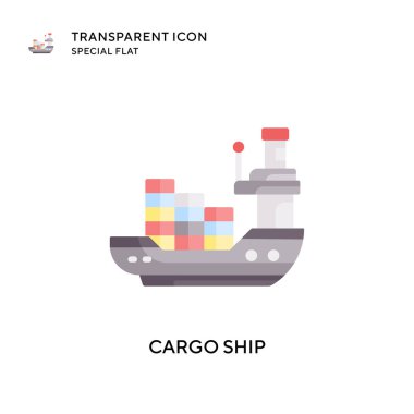 Kargo gemisi vektör simgesi. Düz çizim. EPS 10 vektörü.