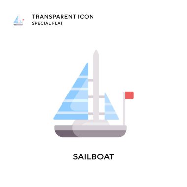 Yelkenli vektör simgesi. Düz çizim. EPS 10 vektörü.