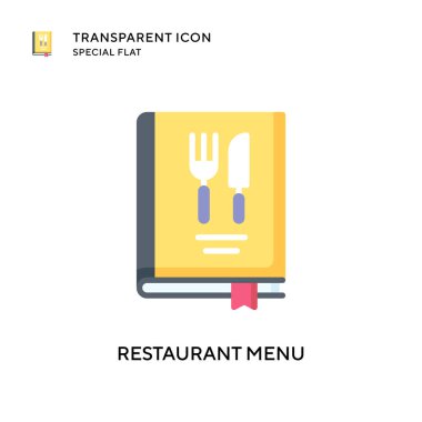 Restoran menüsü vektör simgesi. Düz çizim. EPS 10 vektörü.