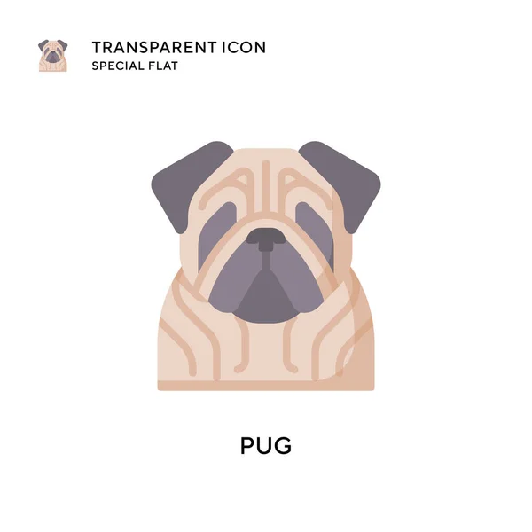 Icône Vectorielle Pug Illustration Style Plat Vecteur Eps — Image vectorielle