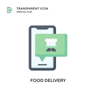 Yemek teslimatı vektör ikonu. Düz çizim. EPS 10 vektörü.