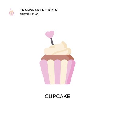 Cupcake vektör simgesi. Düz çizim. EPS 10 vektörü.