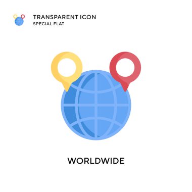 Dünya çapında vektör simgesi. Düz çizim. EPS 10 vektörü.