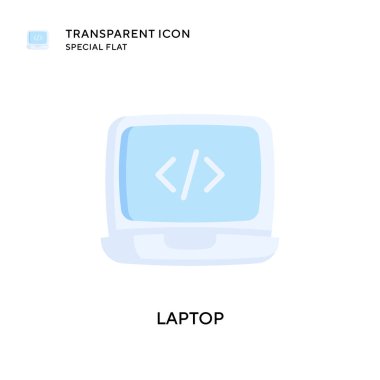 Laptop vektör simgesi. Düz çizim. EPS 10 vektörü.