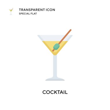 Kokteyl vektör simgesi. Düz çizim. EPS 10 vektörü.
