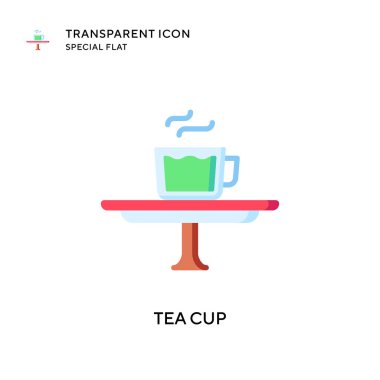 Çay fincanı vektör simgesi. Düz çizim. EPS 10 vektörü.