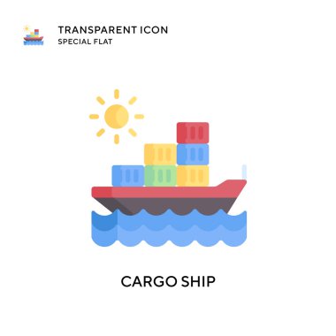 Kargo gemisi vektör simgesi. Düz çizim. EPS 10 vektörü.